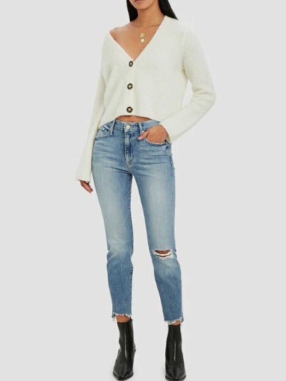 Mother The Looker Ankle Step Fray Jeans In Exposed Secret Sister - Picture 11 of 11